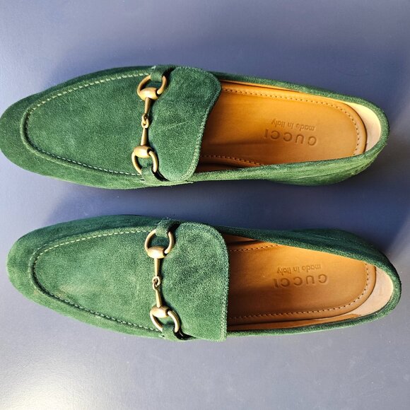 Gucci Men's Green Suede Jordaan Loafer- US 9 - Picture 1 of 3